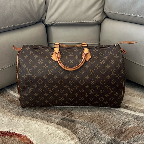 LOUIS VUITTON SPEEDY 40 MONOGRAM CANVAS VACHETTA LEATHER TOTE SATCHEL TRAVEL BAG - Picture 3 of 16